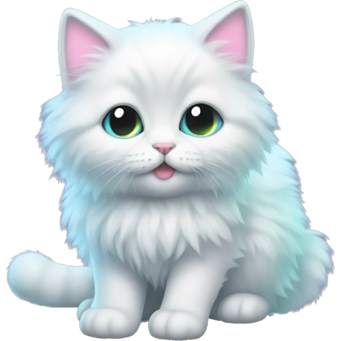 Pale holographic fluffy kitten emoji