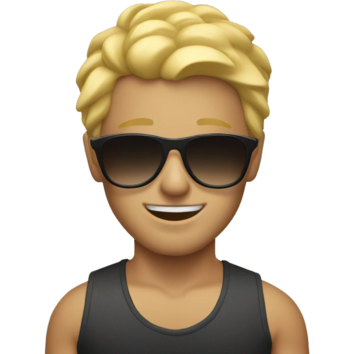 Blonde man with sunglasses at the beach emoji
