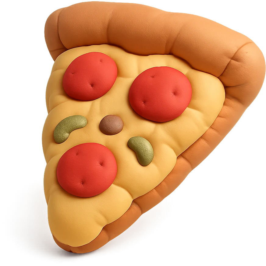 plushie style slice of pizza, soft and cute, cushion style emoji