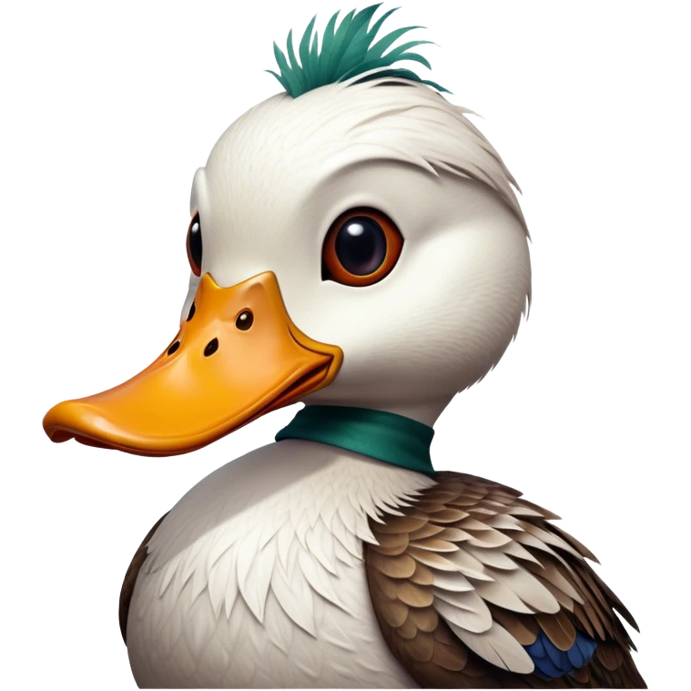 Cinematic 32k HD, Extremely detailed image of a terrifyingly creepy duck, each lash, eye, and feather is shown in stunning detail as though captured in a timeless photograph, rich textures, visually rich, so lifelike that it feels like it could leap off the page at any moment emoji