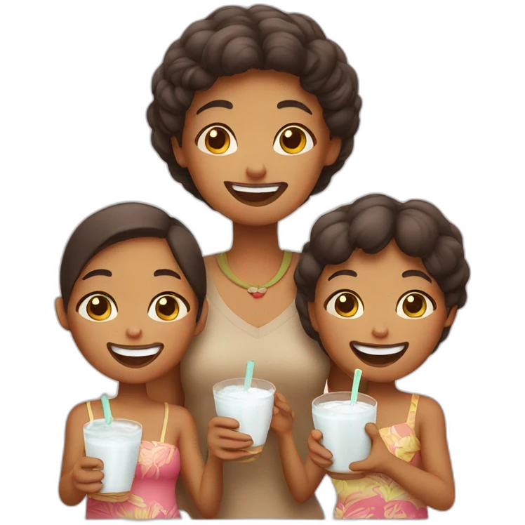 family drinking coconut milk emoji