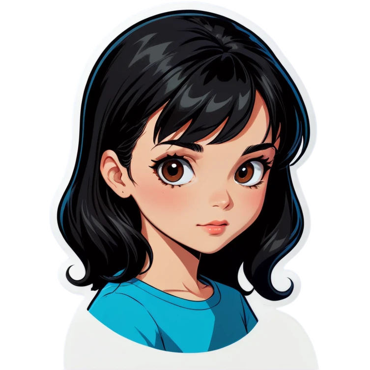 black haired girl portrait emoji