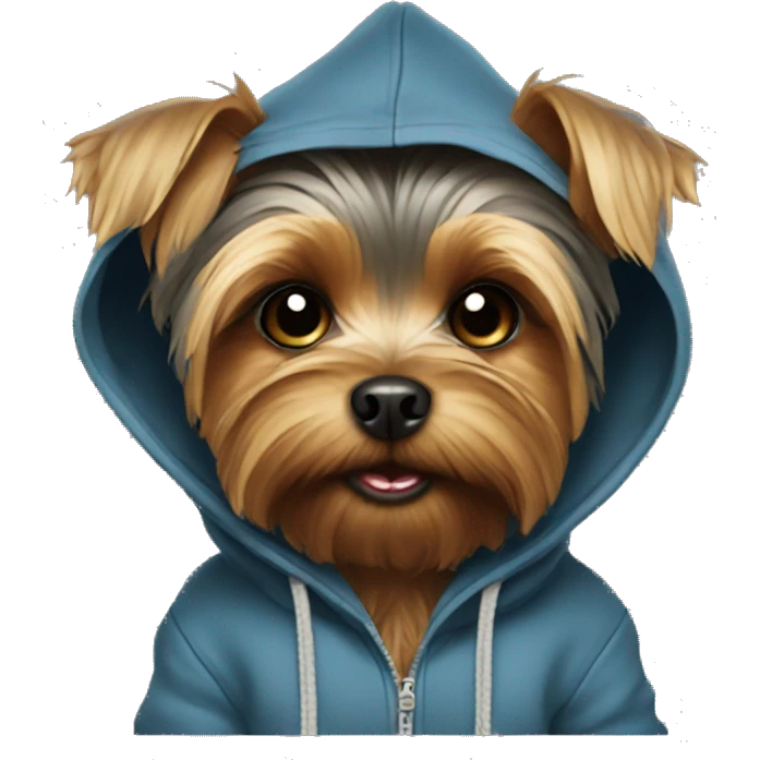 Yorkie wearing hoodie emoji