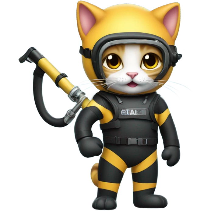 cat in scuba gear with a speargun  emoji