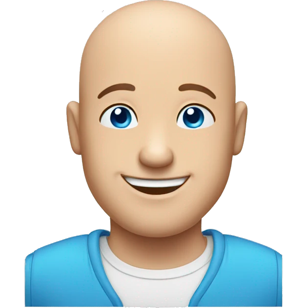 Happy bald man with blue eyes giving thumbs up from front emoji