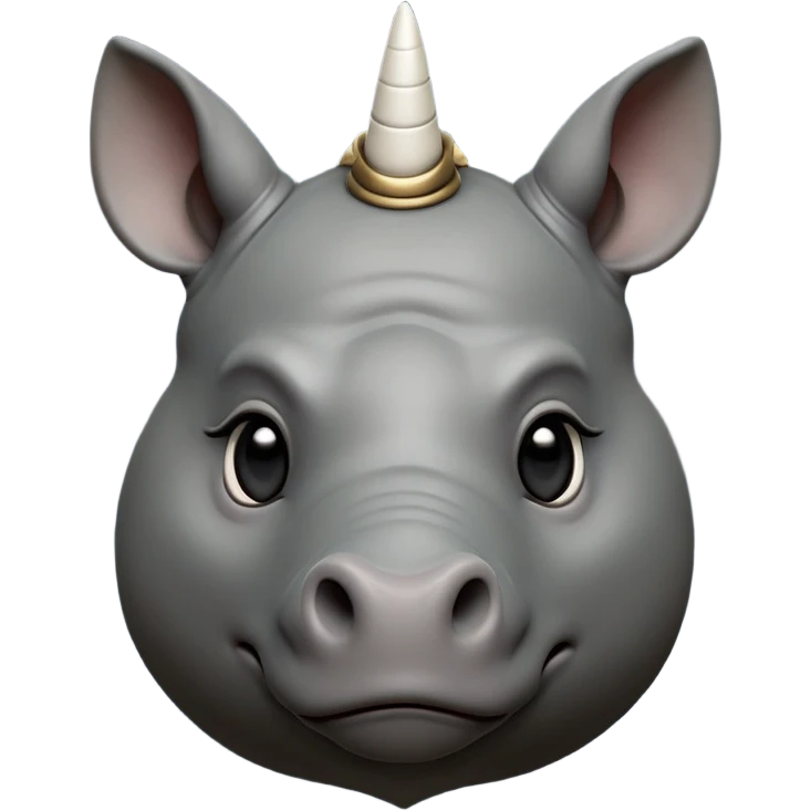 cinematic-noble-cute-rhinoceros-portrait-emoji,slate-grey-hide-poised-and-regal,-with-a-massive,-powerful-build-and-a-thick,--deep-set-soulful-piercing-eyes,-simplified-yet-sharp-and-sophisticated-features,-highly-detailed,-large-black-eyes, white horn, front facing, zoomed out showing shoulders emoji