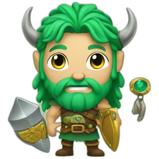 Green Haired Viking with Treasure emoji