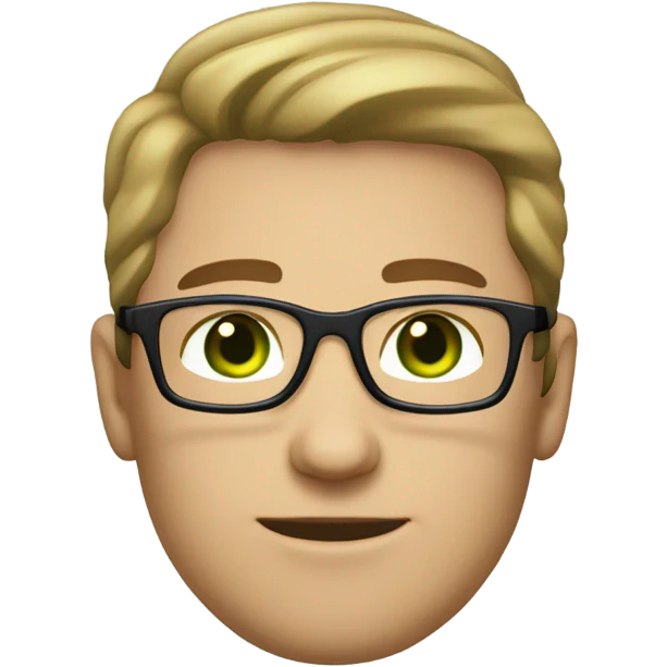 light skinned Caucasian male, green eyes, brown glasses and stubble emoji