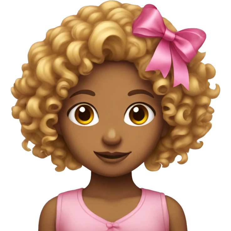 curly head girl with pink bow emoji