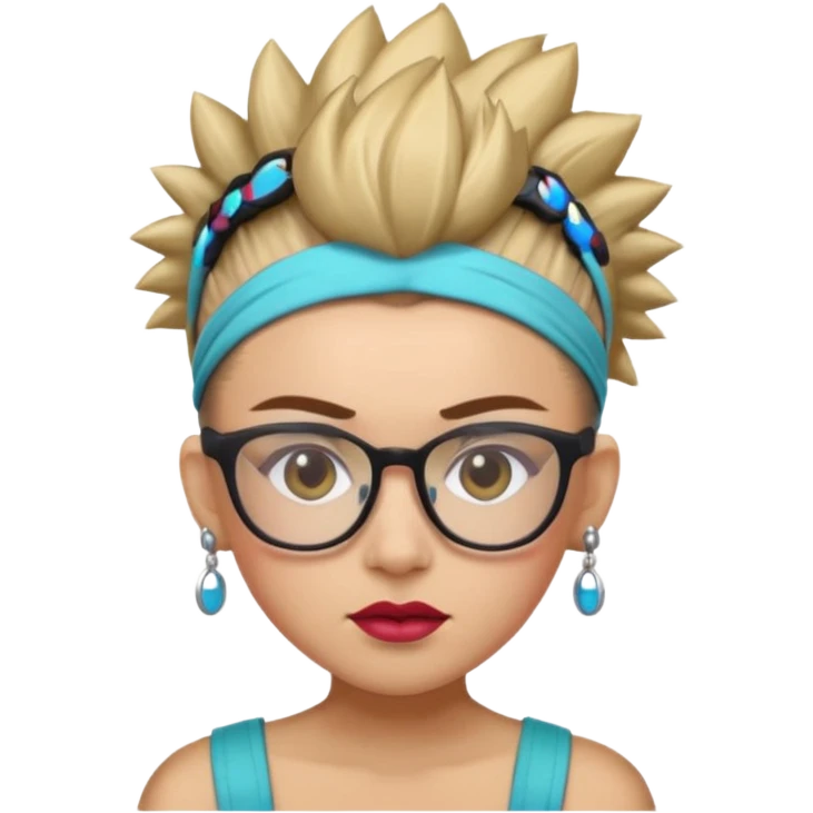 extreme mohawk person face headband glassess lots of makeup emoji