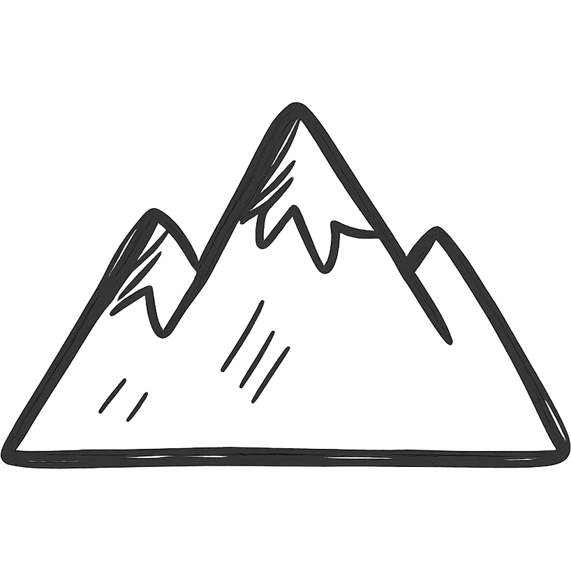 hand drawn outlined icon of a mountain, no fill emoji