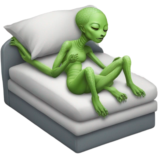 a Reptilian alien woman, full body,sleeping  emoji