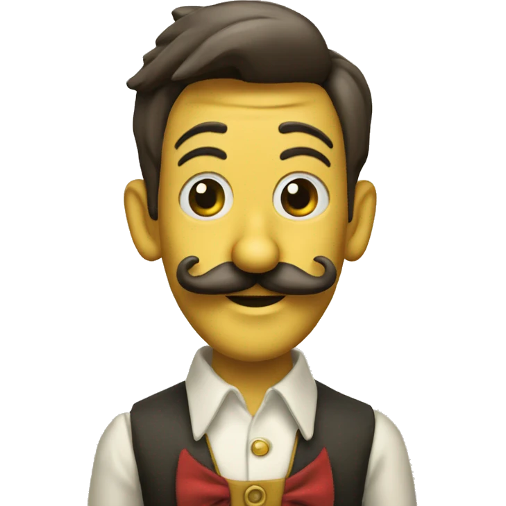 Pinocchio puppet with a long nose and mustache emoji