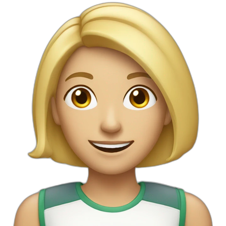 35 year old blonde woman with asymmetric shoulder length haircut with smile emoji