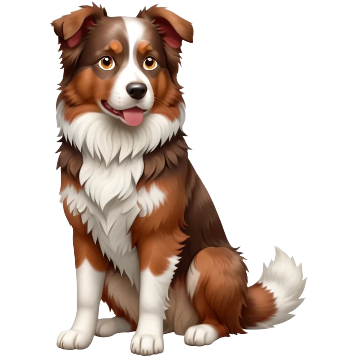cinematic-[australian shepherd dog]-realistic-full-body-sitting-emoji,-tail-resting-loosely-beside-its-paws,-head-tilted-dramatically,-scruffy-[red merle]-fur,-simplified-yet-realistic-focused-features,-highly-detailed,-glowing-with-an-almost-sarcastic-glow emoji