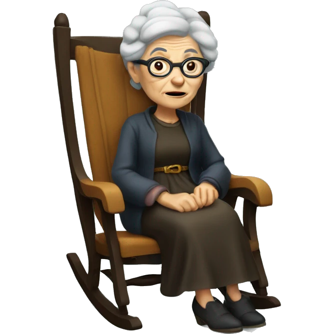 smart granny witch with glasses in rocking chair emoji