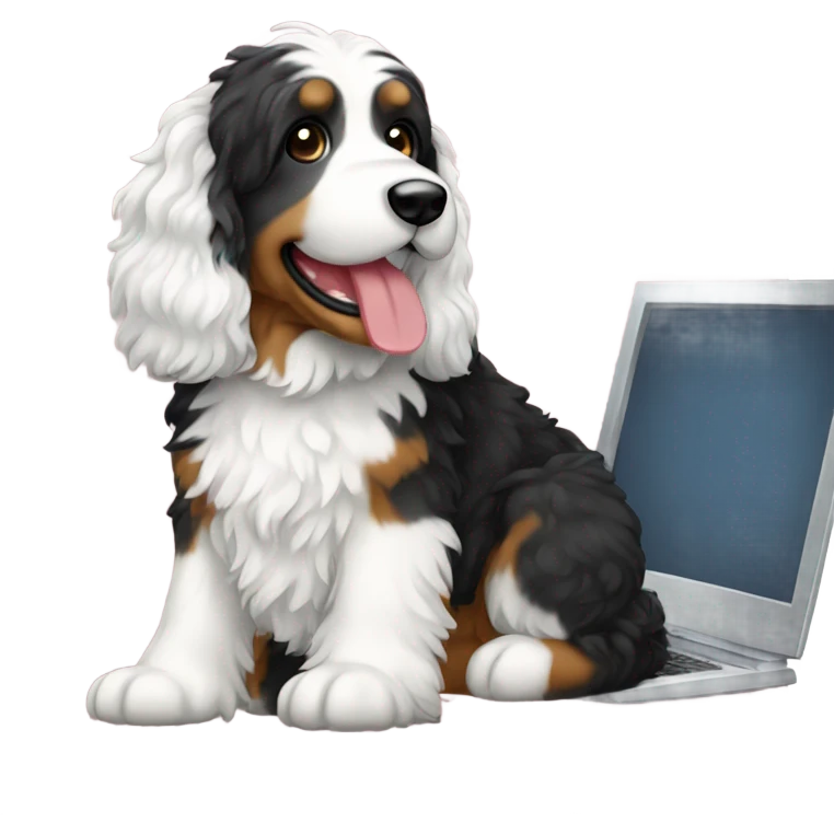 bernedoodle with computer emoji