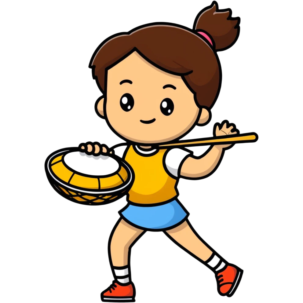 brown-haired girl playing tamburello sport emoji