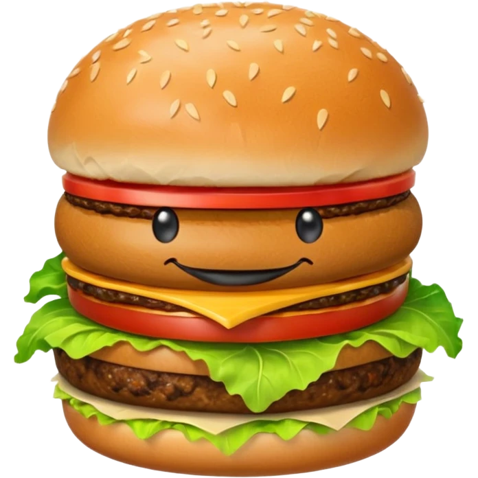burger character with eyes and mouth emoji