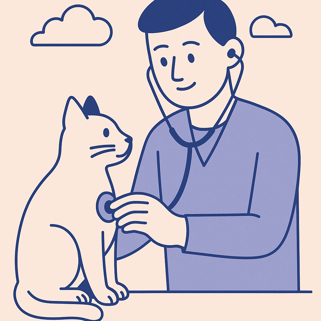 veterinarian examining a cat emoji