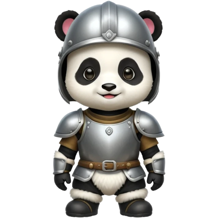 baby panda in armor, full body, smile emoji