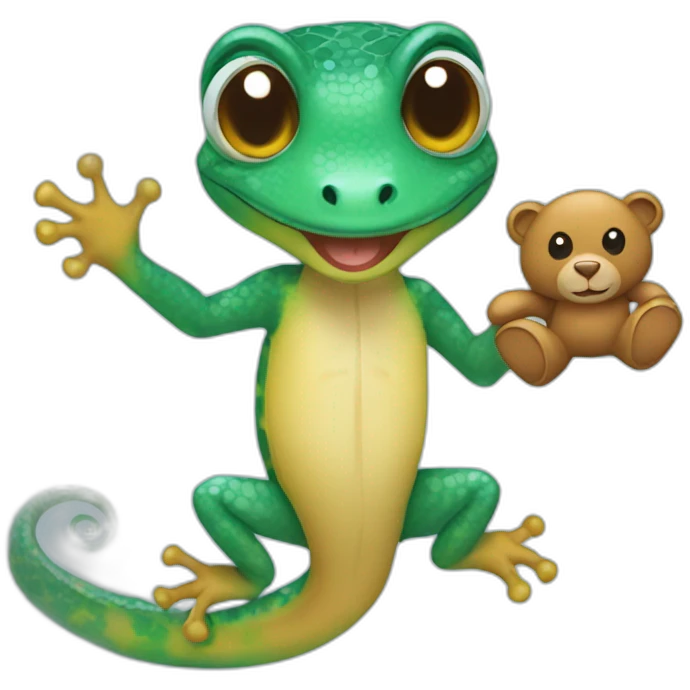 gecko holding teddy bear emoji