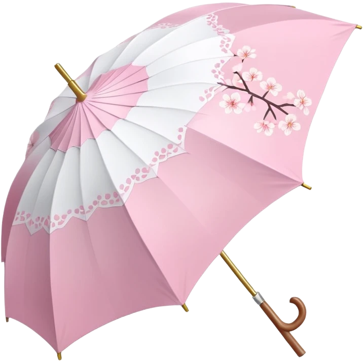 A beautiful pretty cute pastel pink and white umbrella-parasol with sakura patterns  emoji