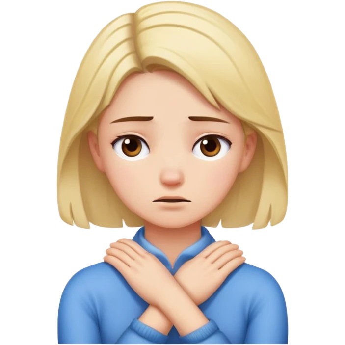 girl holding her neck with crossed hands looking stressed out  emoji