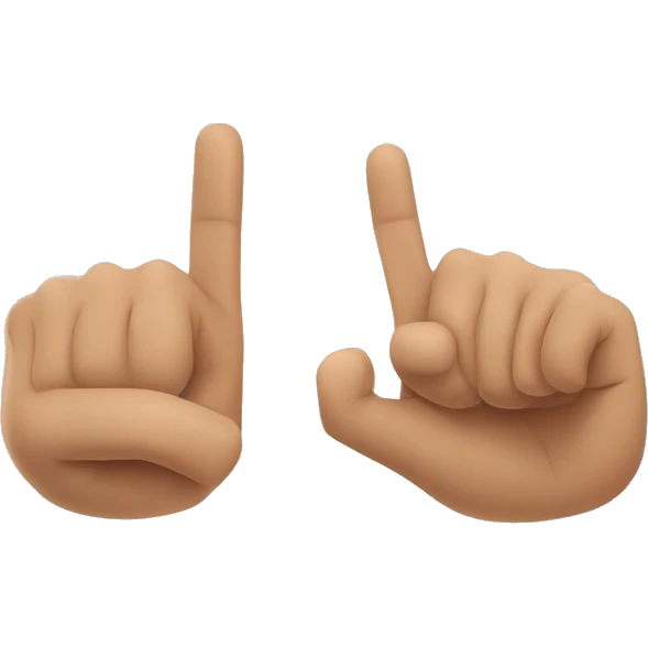 A flat hand and a hand with an outstretched index finger pointing at the flat hand. emoji
