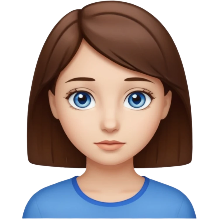 Girl with short brown hair and blue eyes emoji