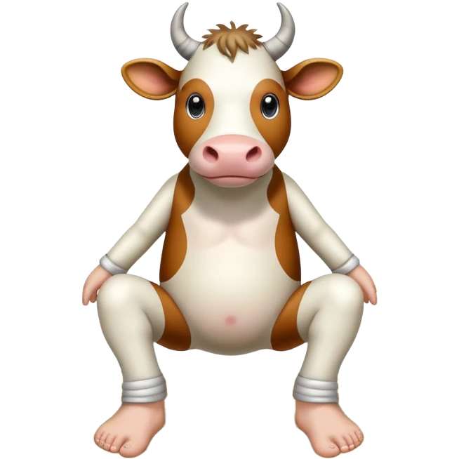 A cow-headed Saturn planet hybrid standing on huge human feet with toes, with Saturn's rings tilted around the middle of the body emoji