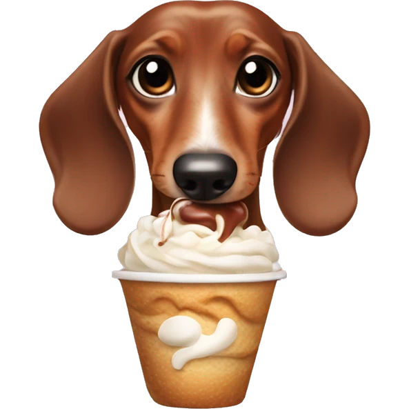 Dachshund eating whipped cream  emoji
