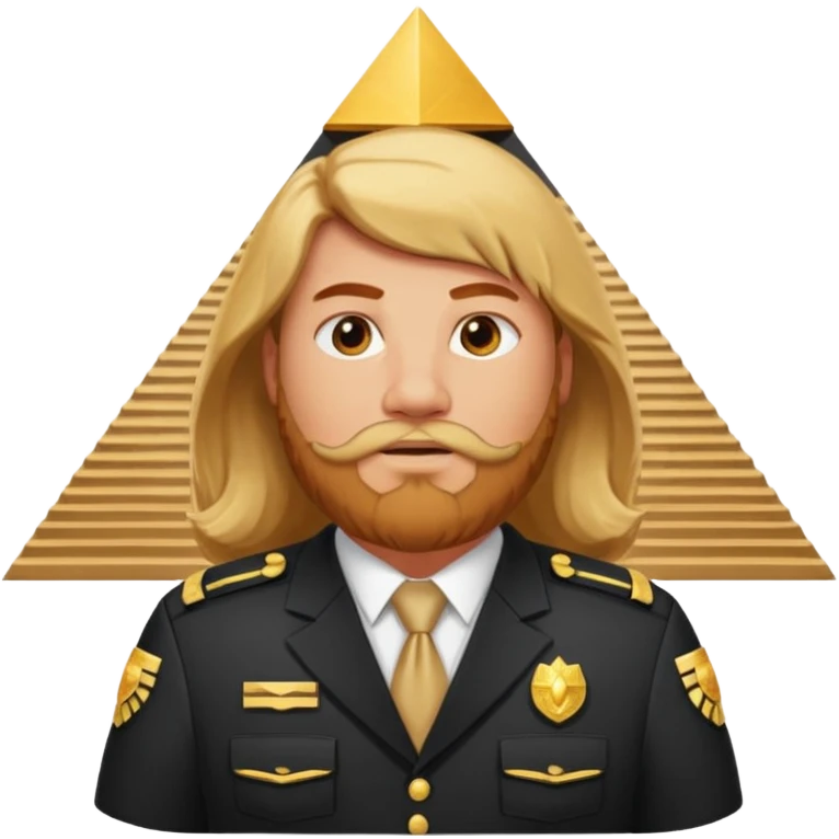 fat male blond reddish long hair agent with three-day-beard in egypt with pyramid. emoji