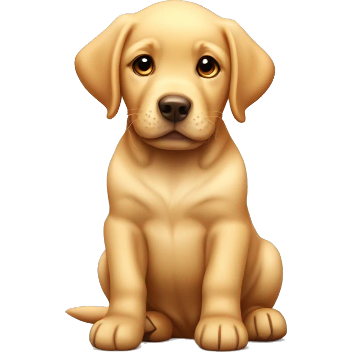 Cute golden Labrador puppy with a many steaks emoji