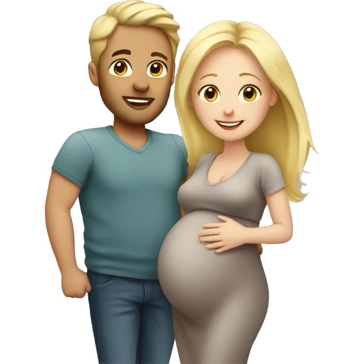Pregnant blonde with her husband  emoji