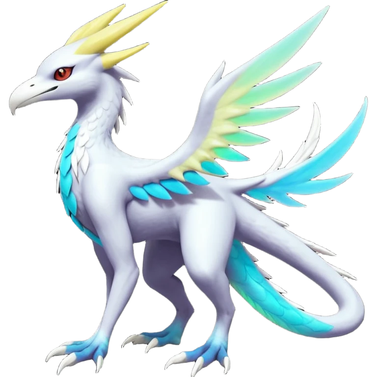 Colorful scaly flurry colorful iridescent shiny bioluminescent translucent luminescent neon pastel edgy cool bright pale dark edgy Latias-Sergal-Vernid-Lombax-Renamon-Zeraora-Bastet-Fakémon-hybrid-fusion-creature, full body emoji