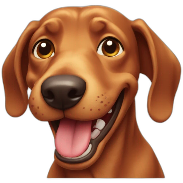 Teckel smiling with only teeth emoji