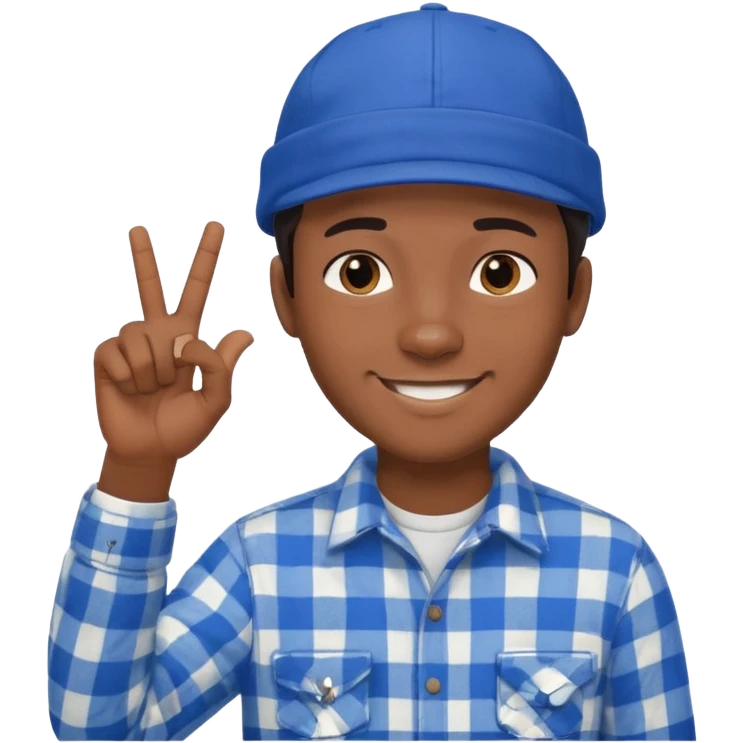 Emoji of a young man with dark hair, wearing a blue cap and a white flannel shirt, the young man is making a "like" gesture with his right hand emoji