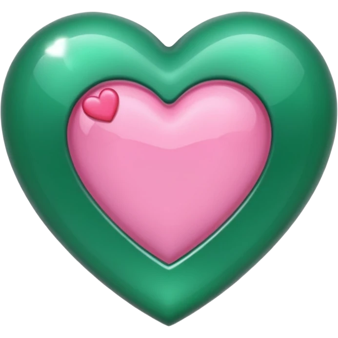 emerald heart with one mini pink heart inside of it  emoji
