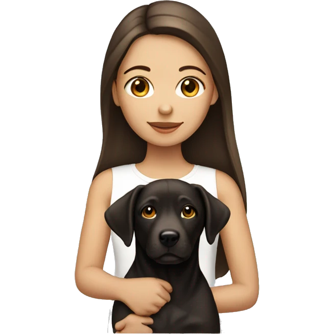 brunette girl with labrador emoji