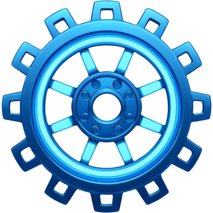 blue neon transparent minimalistic gear emoji