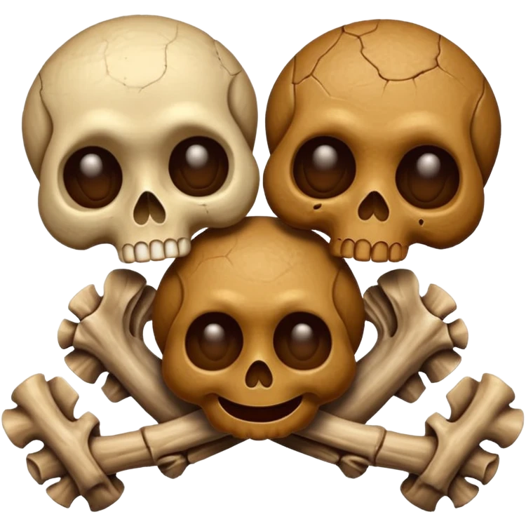 poop emoji with bones and 3 skulls emoji