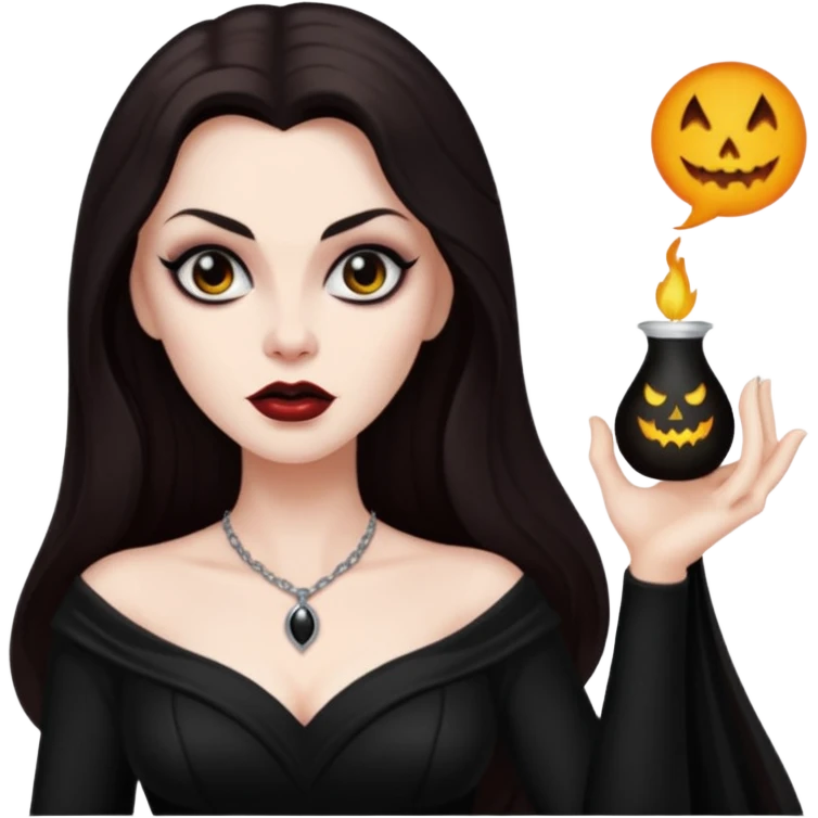 Vampira with long dark brown hair emoji