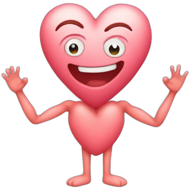 Heart with a face arms and legs emoji