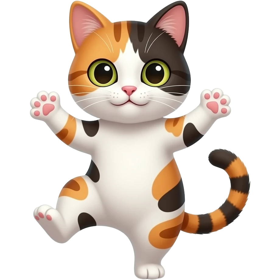 cute calico cat dancing emoji