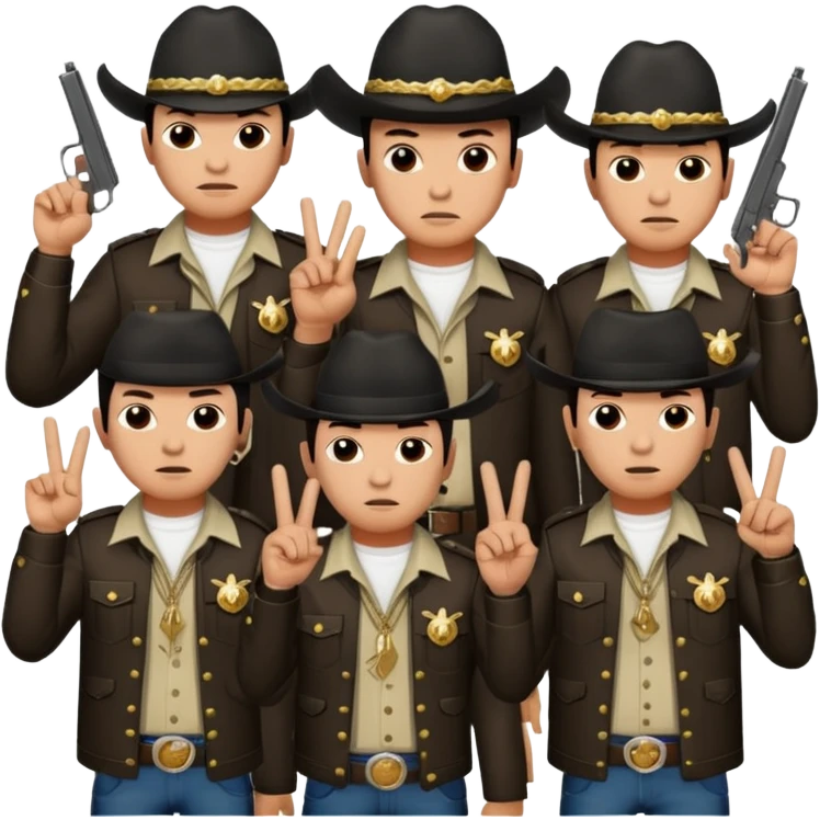 Norteño gang with numbers 14, hand gang signs and guns emoji