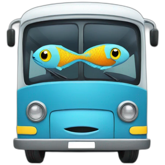 fish driving a bus emoji