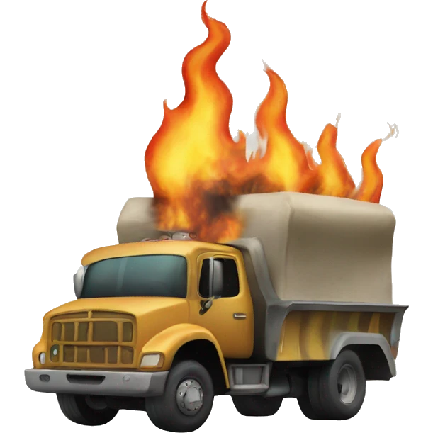 truck is burning because of the alien emoji