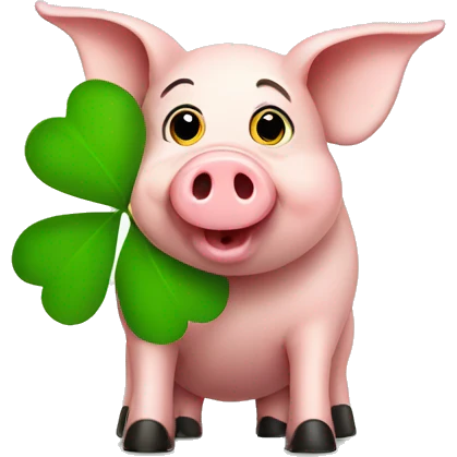 pig with four leafed clover emoji