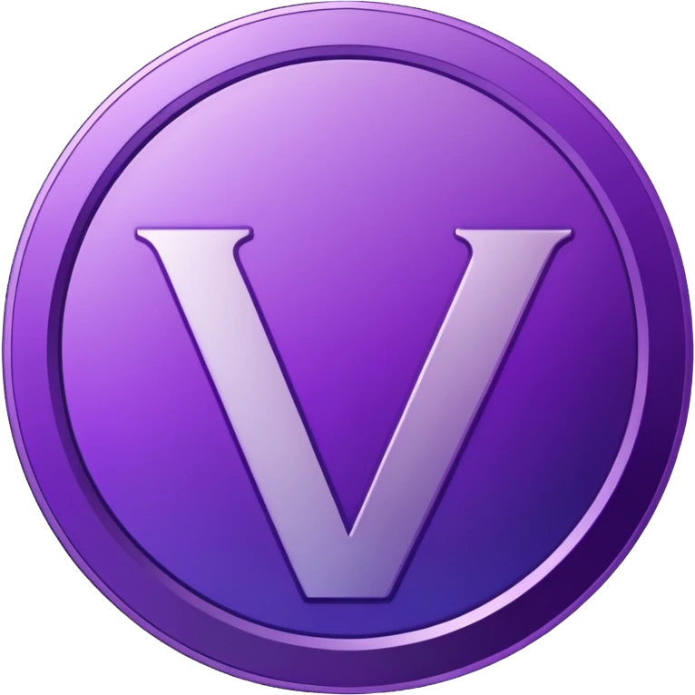 Purple modern Gradient coin with letter V emoji